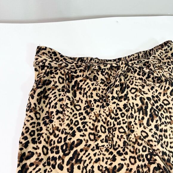 Torrid Trousers Women's 3X Black & Brown Leopard Tie Front Stretch Tapered Legs - Picture 2 of 12